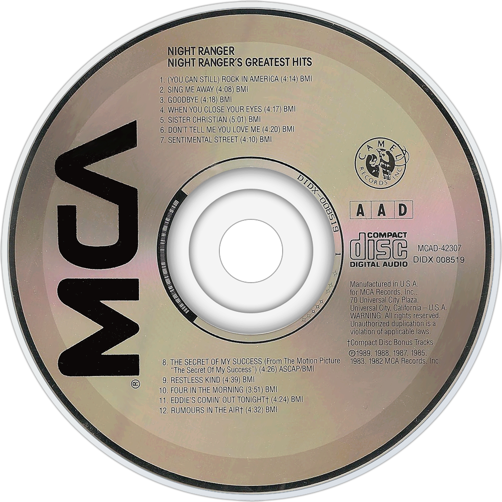 Night Ranger Greatest Hits Cd Disc Image - Night Ranger Greatest Hits Cd (1000x1000), Png Download