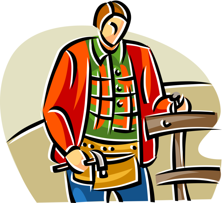Vector Illustration Of Handyman Home Renovation Fence (768x700), Png Download