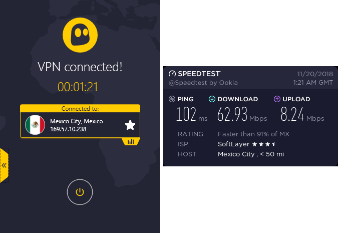 Cyberghost Mexico Speed Test (675x465), Png Download