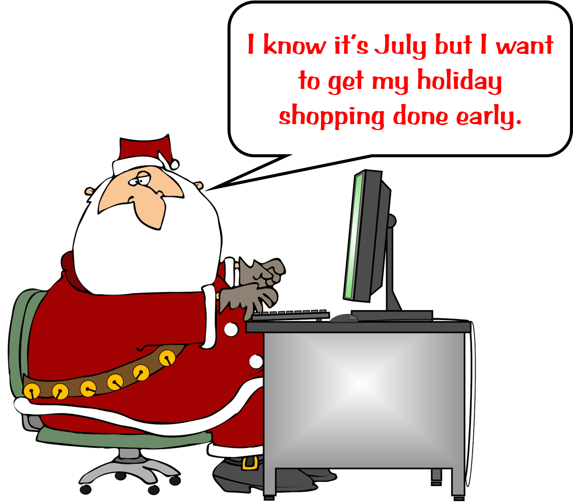 Santa On A Computer (1152x1008), Png Download