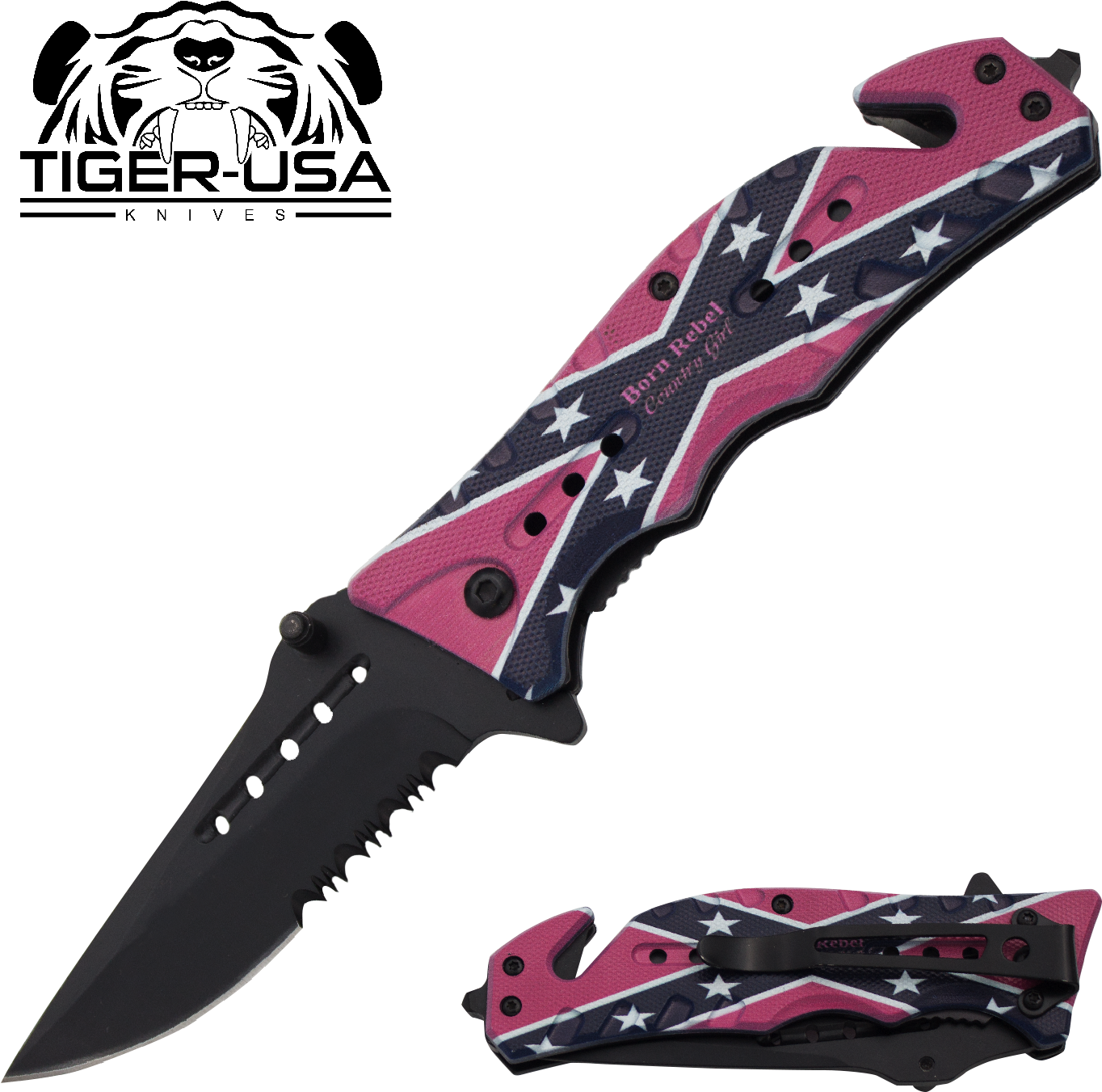 Pink Rebel Flag "born Rebel Country Girl" - Dont Tread On Me Knife (1500x1500), Png Download