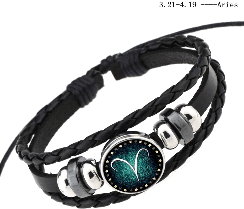 Constellation Charm Leather Bracelet - 12 Constellations Bracelet (unisex) (800x800), Png Download