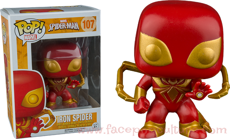 Funko Pop Vinyl Marvel Spider Man Iron Spider Figure - Funko Spiderman - Iron Spider Pop! Vinyl Figure (750x454), Png Download