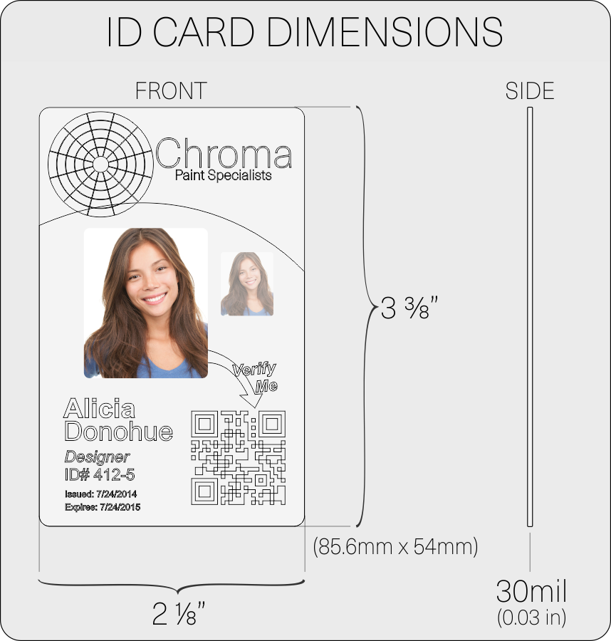 Id Card Design Specifications - Standard Id Card Size In Inches (858x900), Png Download