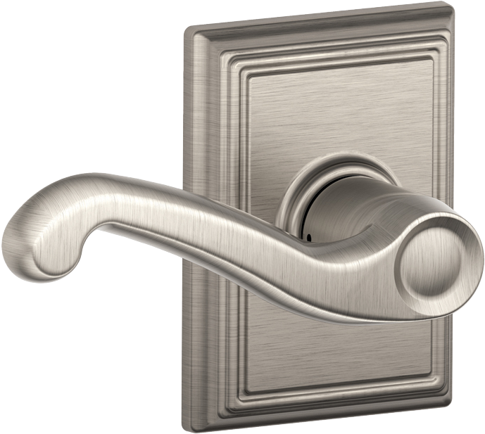 Flair Lever With Addison Trim In Satin Nickel - Schlage F170-fla-add-lh Single Dummy Flair Door Lever (1000x1000), Png Download