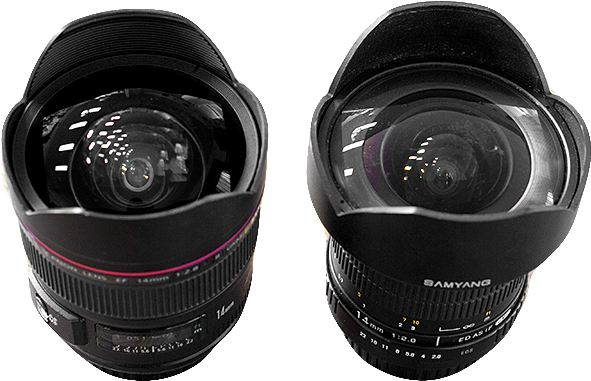 Canon Left, Samyang Right - Samyang 14mm Old Vs New (759x443), Png Download