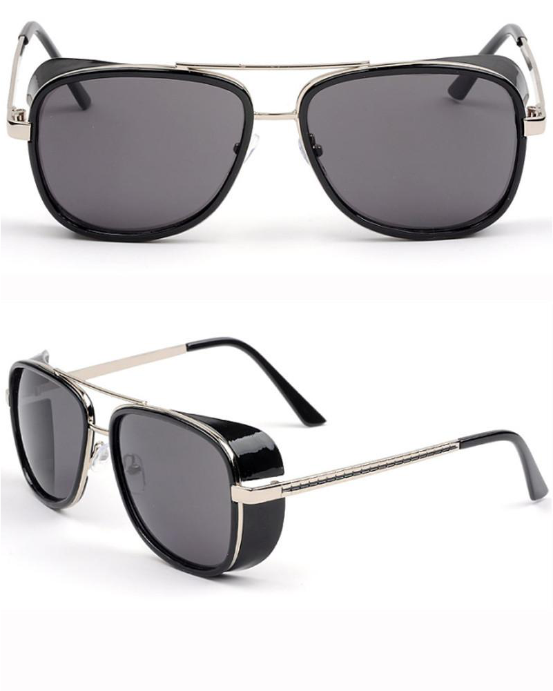 Steampunk Curved Frame Sunglasses - Fashion Iron Man 3 Steampunk Sunglasses Designer Clear (1000x1000), Png Download