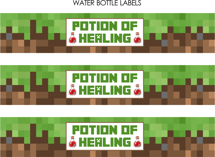 Minecraft Water Bottle Labels - Minecraft Birthday Free Print (721x528), Png Download