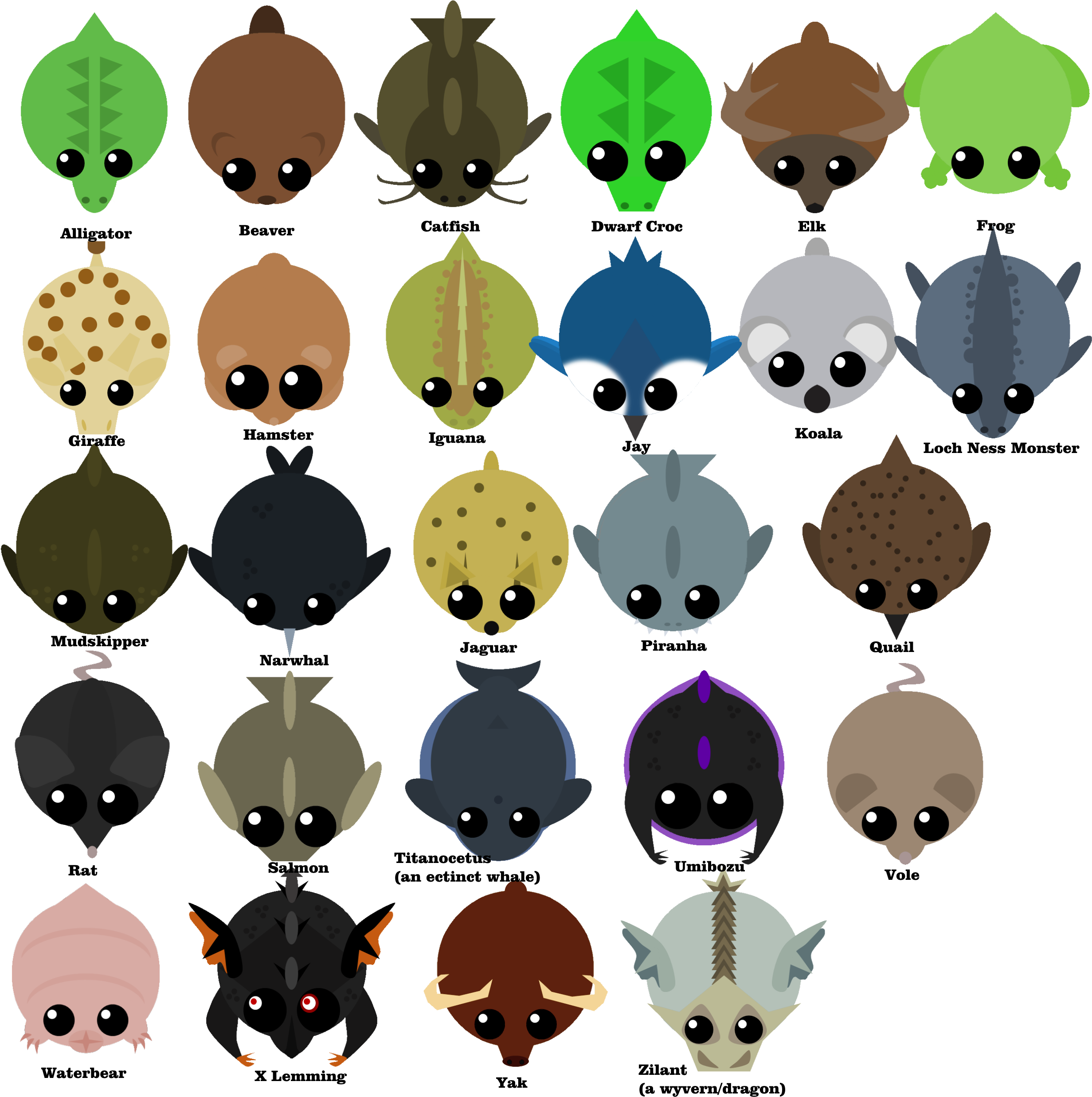 Mopeio Az Of Custom Animals They All Work In Game - Mope Io All Animals (2500x2500), Png Download
