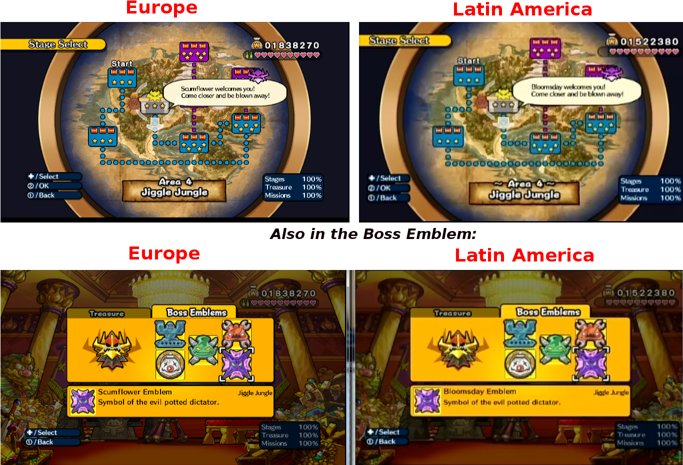 The 4th Boss In The Game Have Regional Differences - Wario Land Shake It Map (1365x1000), Png Download