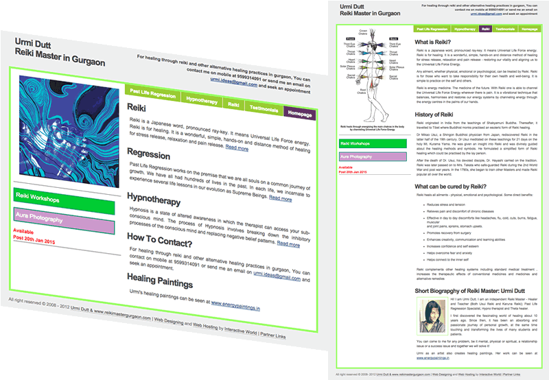 Urmi Dutt Reiki Master Website Design - Design (800x600), Png Download