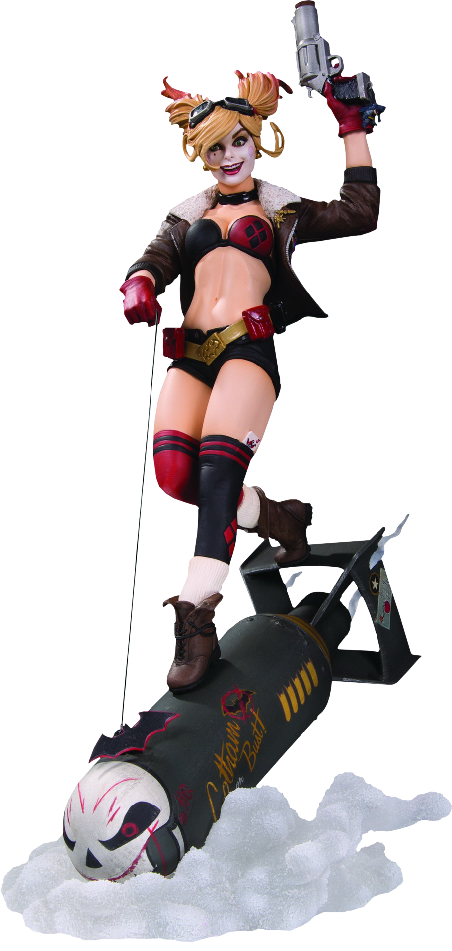 Harley Quinn Dc Bombshells Deluxe 14” Statue By Dc - Dc Bombshells - Harley Quinn Deluxe Statue (910x1915), Png Download