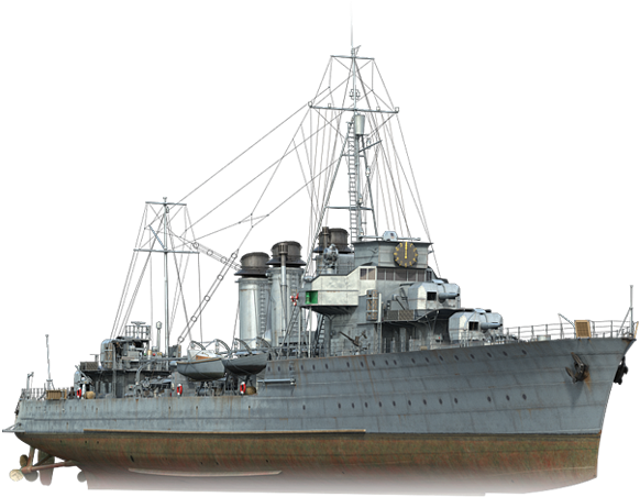 A French Destroyer From The Bourrasque Class - World Of Warships Fiji (665x479), Png Download