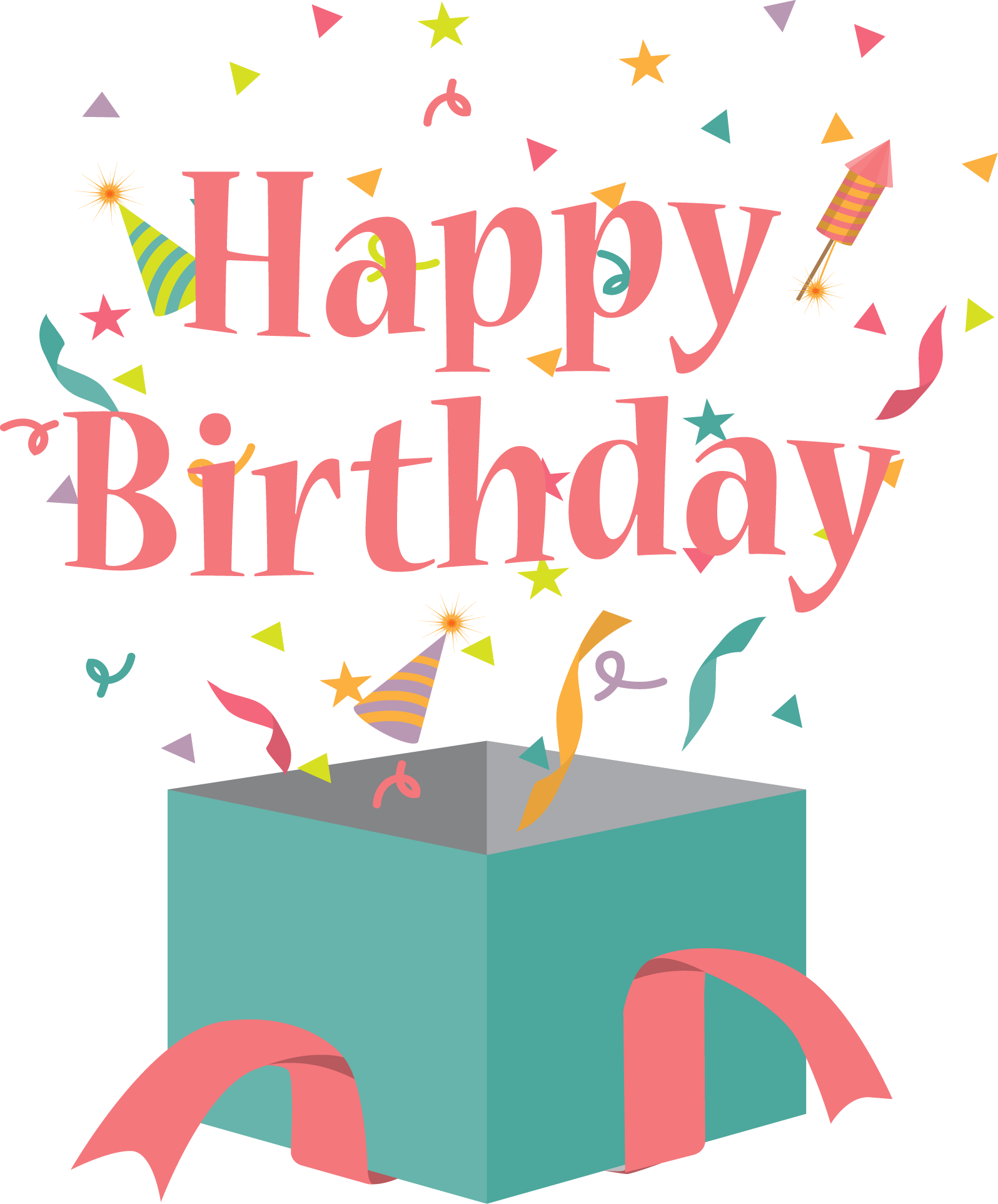 Clipart Freeuse Library Birthday Cake Gift Card Clip - Hộp Quà Sinh Nhật Png (1596x1925), Png Download