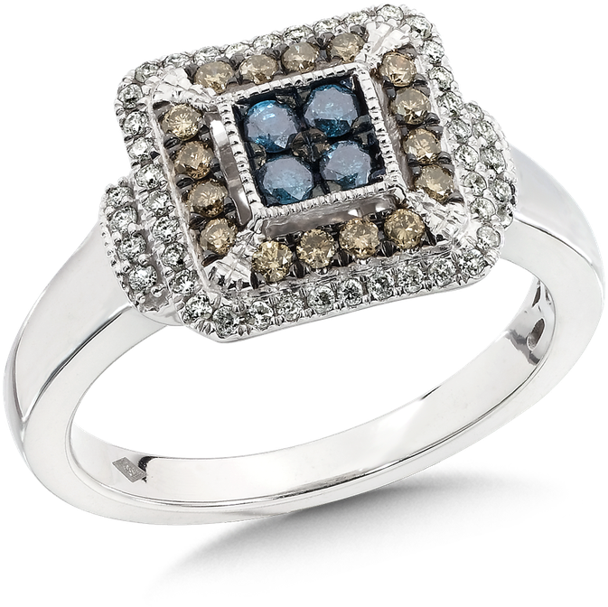Sdc Creations Pave Set Blue, Cognac And White Diamond - Pre-engagement Ring (800x800), Png Download