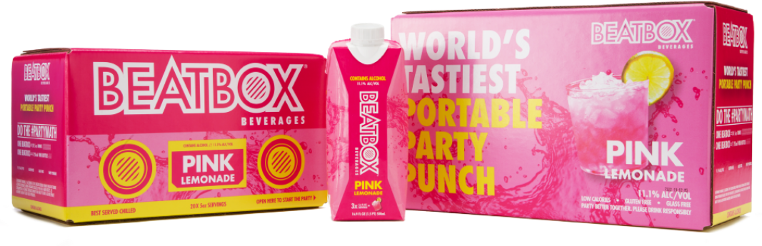 Pink Lemonade - Beat Boxes Drink (1067x345), Png Download