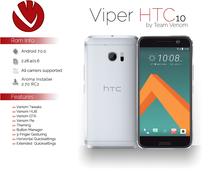 Rooted Htc 10 Nougat Rom Viper10 - Htc 10 (800x750), Png Download