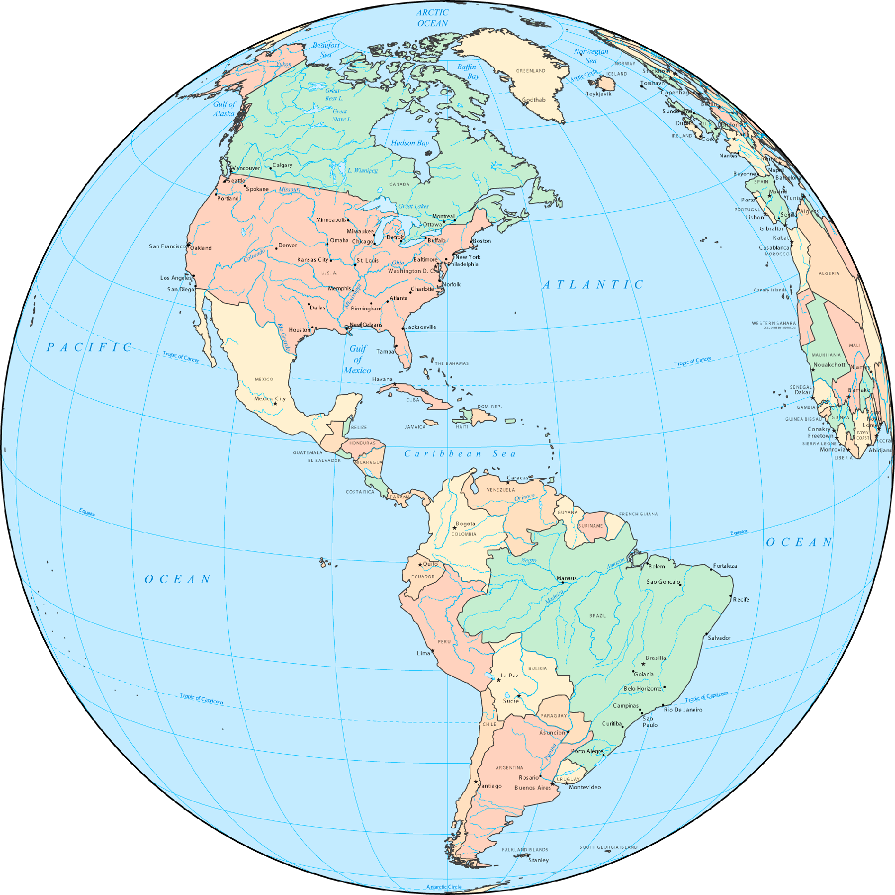 Central America Globe (1800x1800), Png Download