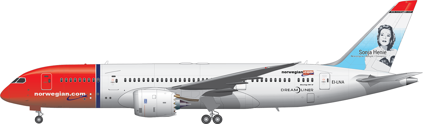 Boeing 787 8 Dreamliner Of Norwegian Registration Ei (1400x412), Png Download