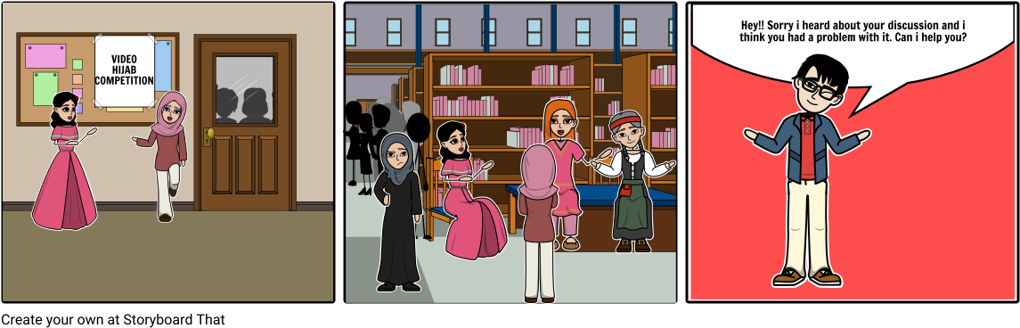 Hijab - Cartoon (1164x385), Png Download