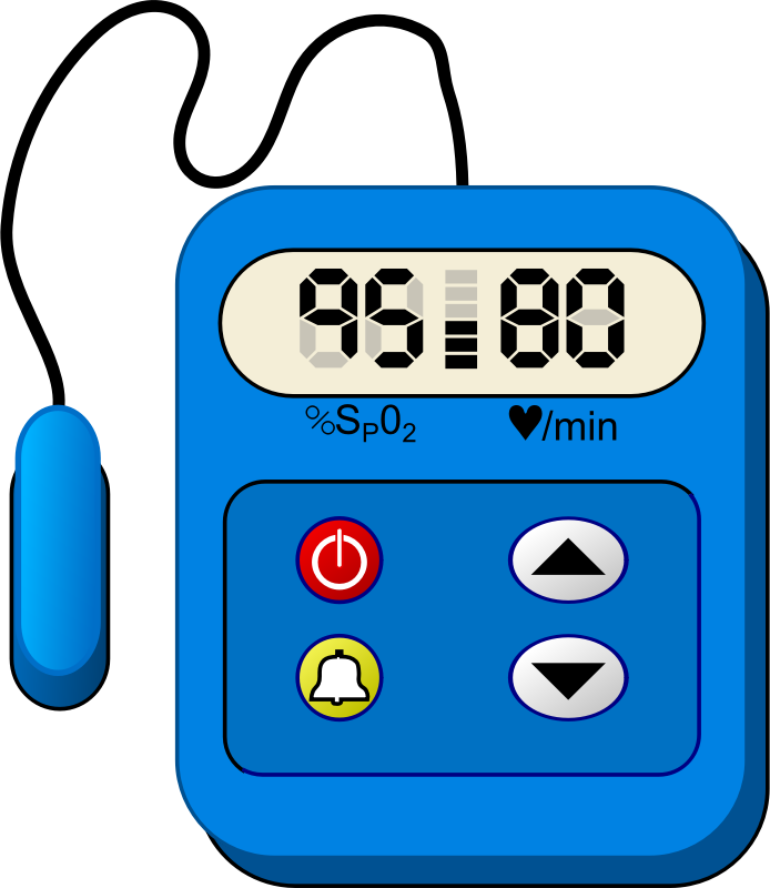 Pulse Oximeter Clipart Black And White - Heart Rate Monitor Clipart (694x800), Png Download