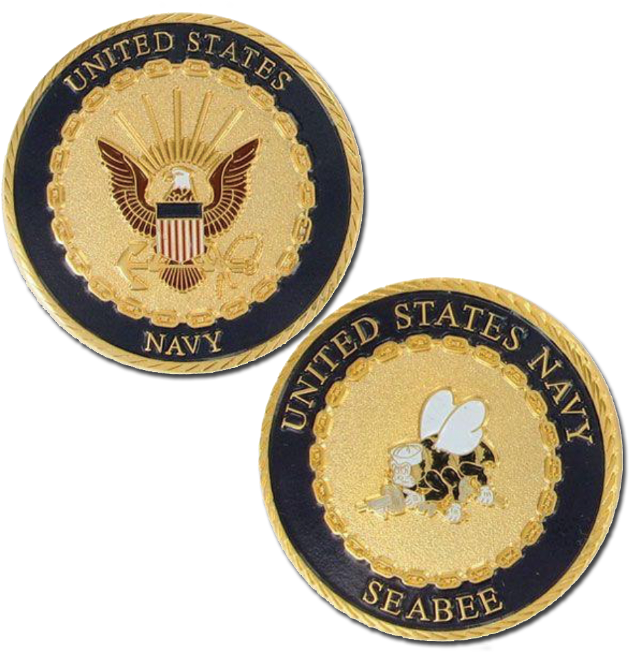 Us Navy Seabee Coin - Challenge Coin (930x1000), Png Download