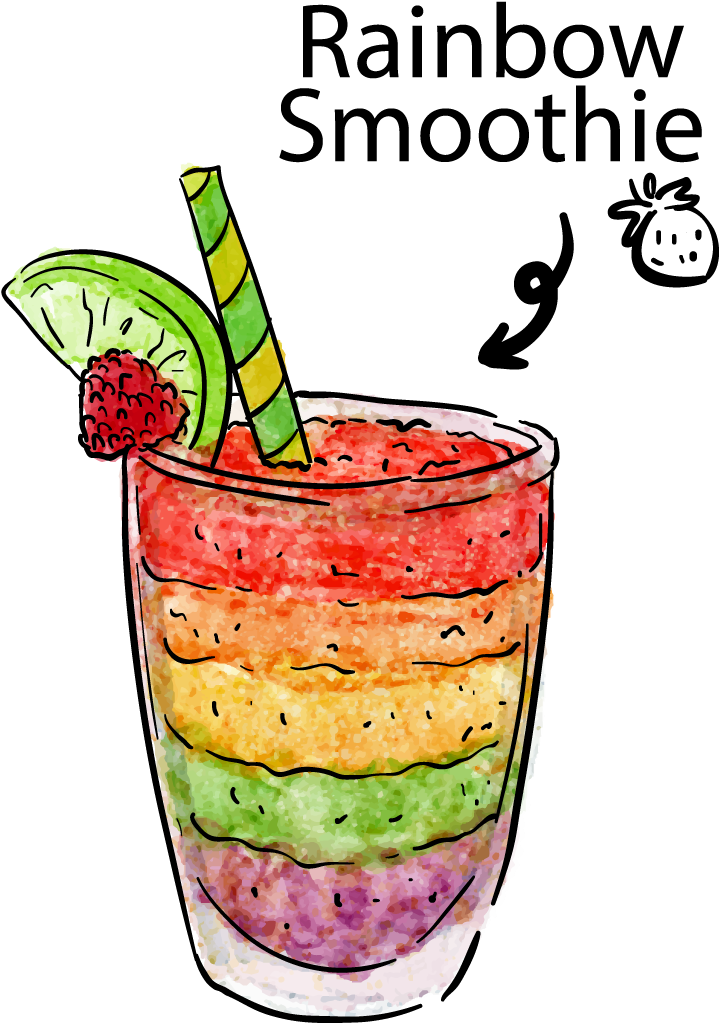 Juice Png Transparent Free Images Only Image - Rainbow Smoothie Png Clipart (718x1035), Png Download