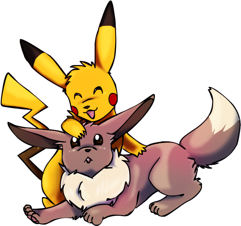 By Mechanicalmasochist On Deviantart - Pikachu And Eevee Naked (894x894), Png Download