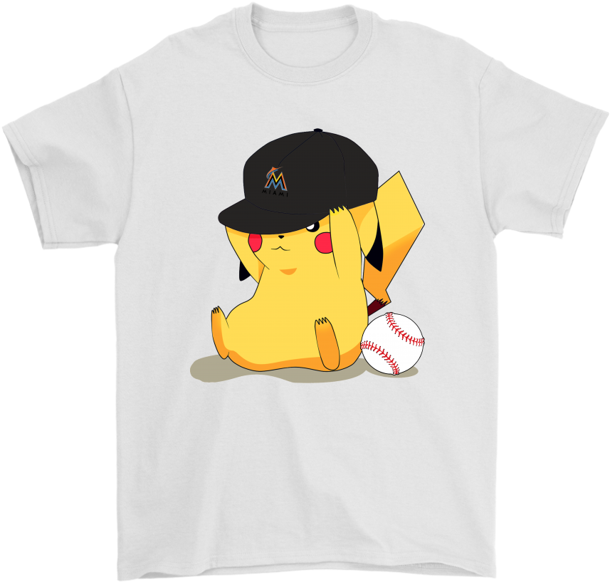 Cute Pikachu Miami Marlins Baseball Sports Shirts - Shirt (1024x1024), Png Download