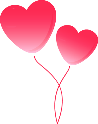 Two Pink Heart Balloons - Pink Heart Balloon Png (317x400), Png Download