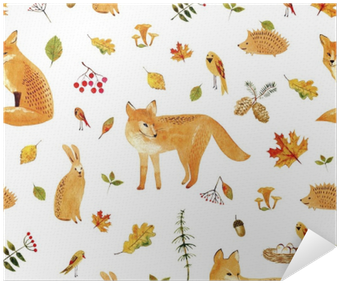 Fox,rabbit,hedgehog,bird And Floral - Illustration (400x400), Png Download