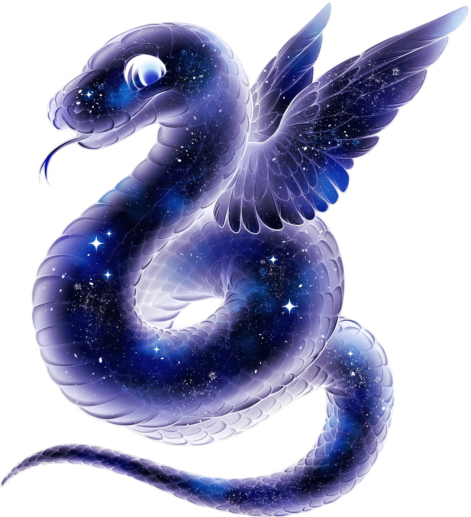 Galaxy Snake - Snake With Wings Png (1687x1943), Png Download