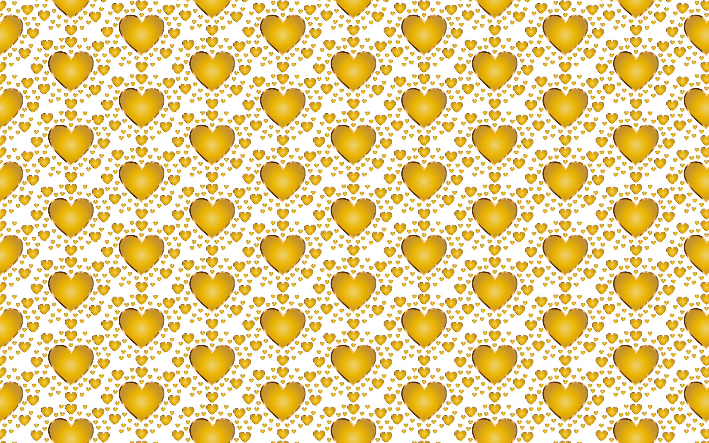This Free Icons Png Design Of Seamless Gold Heart Pattern (2400x1500), Png Download