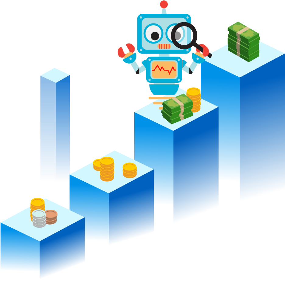 Search Salary Robot - Futuristischer Blauer, Roter Und Gelber Grußkarte (1000x1000), Png Download