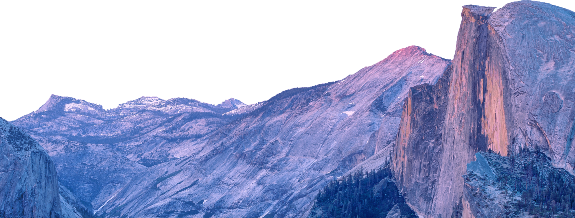 Mountain Tops - Yosemite National Park, Half Dome (2000x758), Png Download