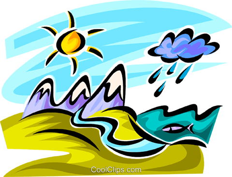 Mountain Range With Rain Clouds Royalty Free Vector - Mountain With Rain Clipart (480x366), Png Download