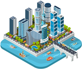 Vector Isometric 3d Illustrations Of Modern Urban Quarter - 건물 도시 일러스트 (360x360), Png Download