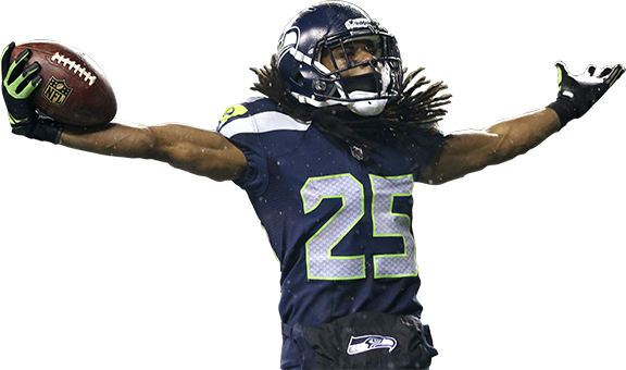 American Football Png - Richard Sherman Autographed Signed Framed 20x30 Canvas (576x340), Png Download