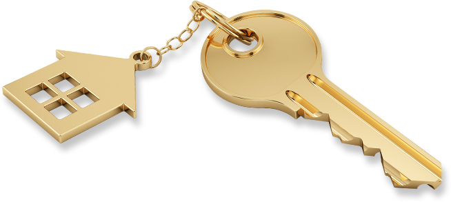 Finding The Right Loan - Gold House Key Png (654x293), Png Download