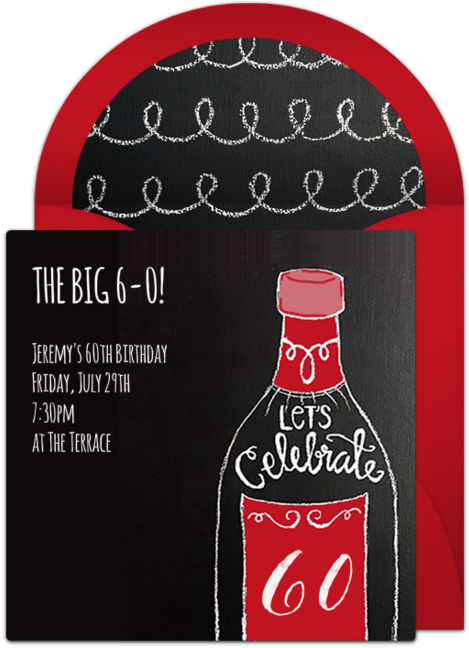 Customizable, Free 60th Champagne Chalkboard Online (650x650), Png Download