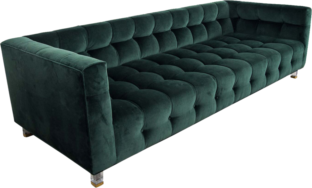 Everdeen Forest Velvet Sofa Qtr (1000x604), Png Download