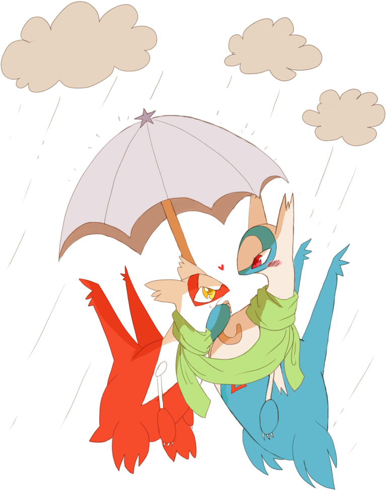 Latias And Latios W Umbrella (799x1001), Png Download