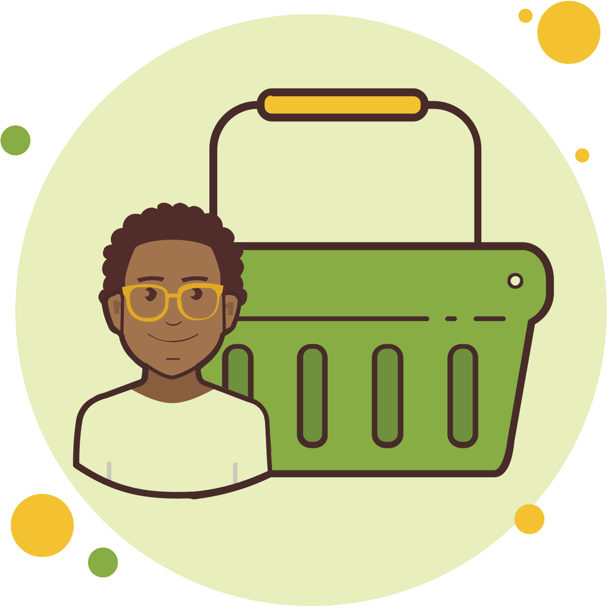 Cesta De Compras Verde Del Hombre Icon (1600x1600), Png Download