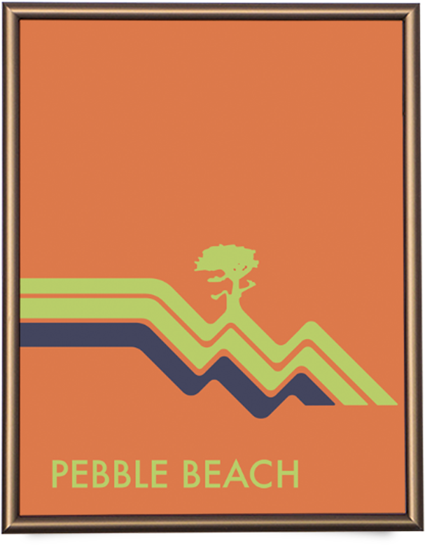 Pebble Beach Waves Orange Giclée Print (989x989), Png Download