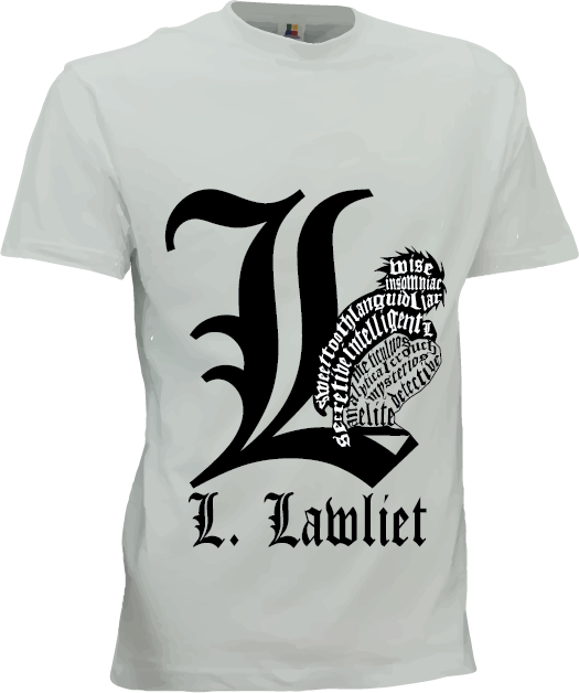 Lawliet White Tee (525x628), Png Download