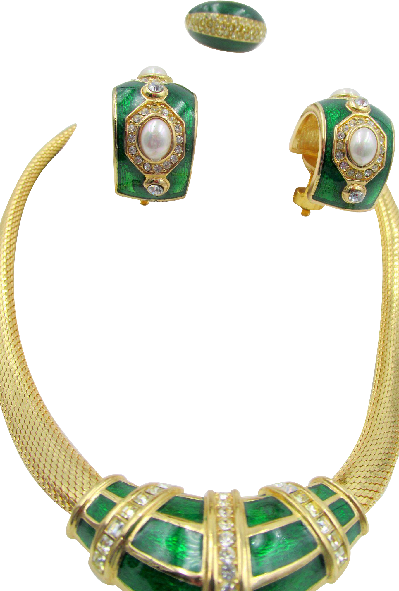 Christian Dior Green Enamel And Rhinestone Necklace, (2020x2020), Png Download