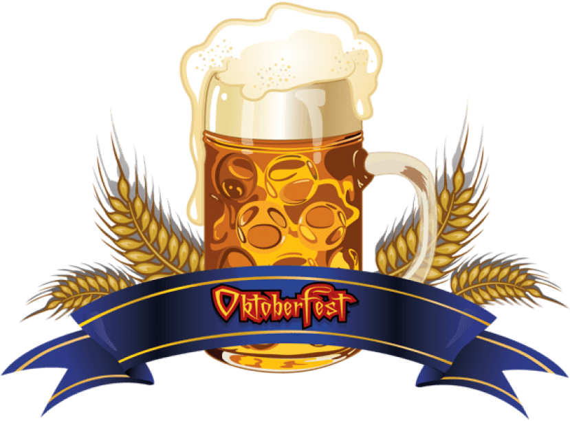 Download Oktoberfest Beer With Wheat And Blue Banner (850x634), Png Download