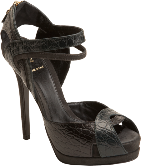 Fendi Croc-embossed Peep Toe Pump (450x750), Png Download