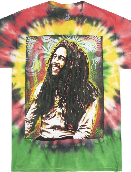 Bob Marley Spray Tie Dye T-shirt Mens Reggae Music (540x720), Png Download