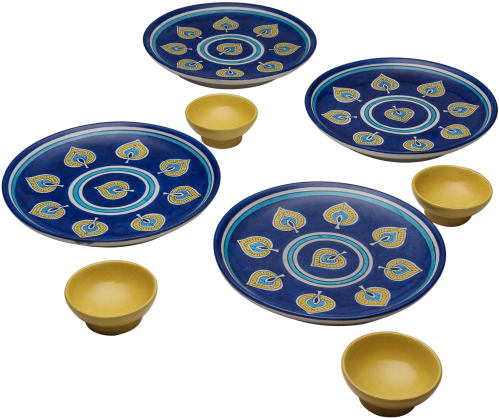 Peacock Feather Plate And Bowl Set (600x600), Png Download